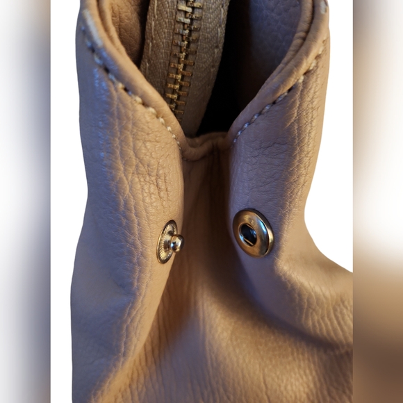 GUESS Stone Atylia Pink Brown and Tan Colorblock Retro Satchel Hanbag - Picture 5 of 12